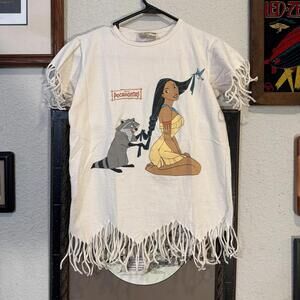 Vintage 90s RARE Disney Pocahontas Fringe Shirt Kids Size Medium 10-12 USA